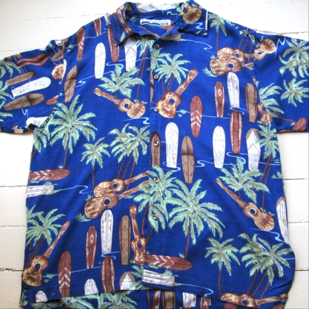 Presence Hawaiian Men's Shirt Tropical Resortwear Beach Party